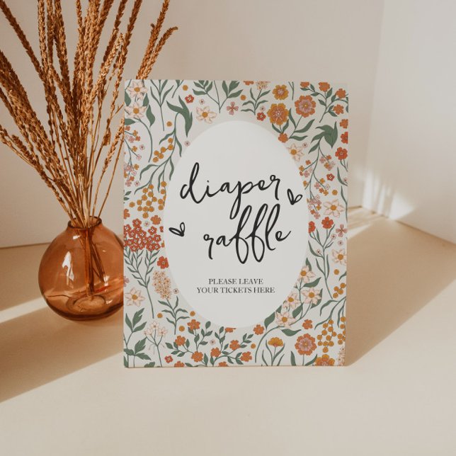 Signe De Table Jeu de raffe fleur sauvage (Diaper Raffle Sign)