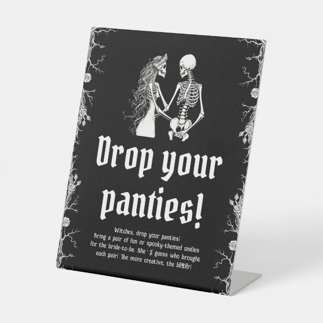 Signe De Table Jeu de squelette gothique d'Halloween "Lâchez vos  (Recto)