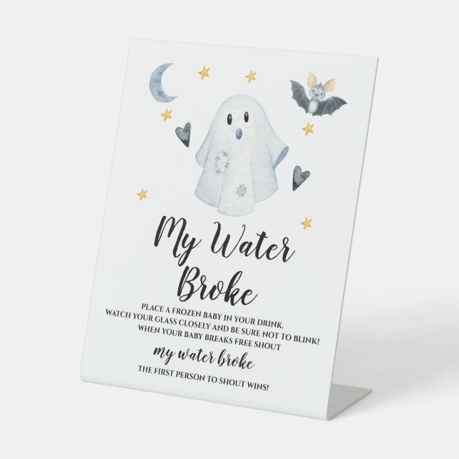 Signe De Table Jeu Halloween Ghost Baby shower Water Broke (Recto)