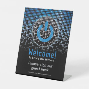Signe De Table Jeu vidéo noir bleu Gamer Bar Mitzvah