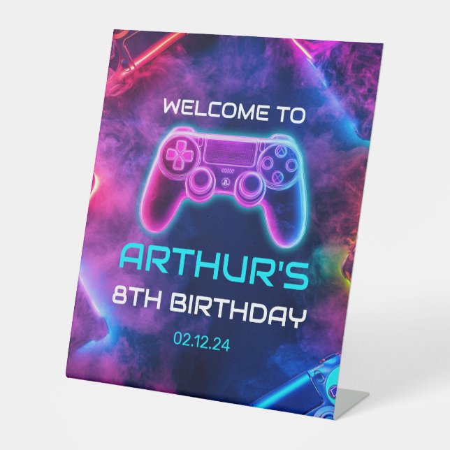 Signe De Table Jeux Vidéo pour enfants fête d'anniversaire (Recto)