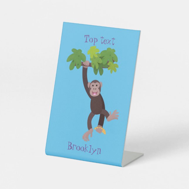 Signe De Table Joli chimpanzé dans la jungle suspendu dessin anim (Recto)