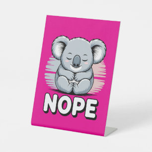 Signe De Table Joli koala endormi “Non” Dessin animé drôle