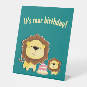Signe De Table Joli Lion Et Baby Cub Anniversaire de enfant