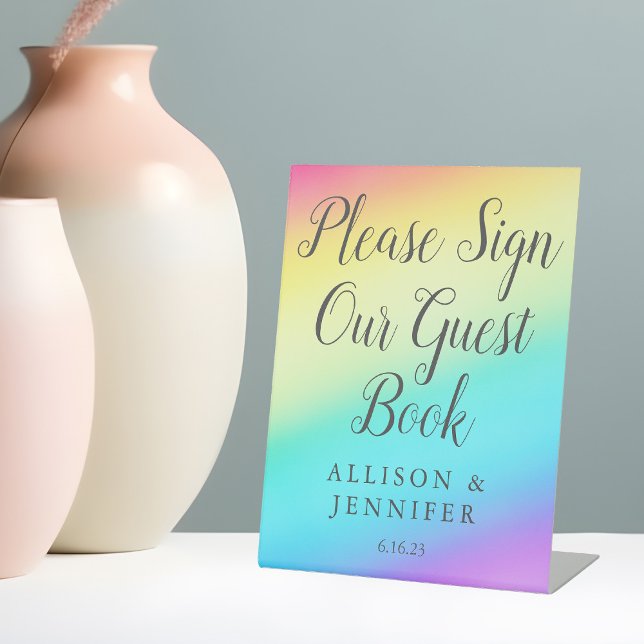 Signe De Table Joli Rainbow Mariage Gradient Livre d'invité (Créateur téléchargé)