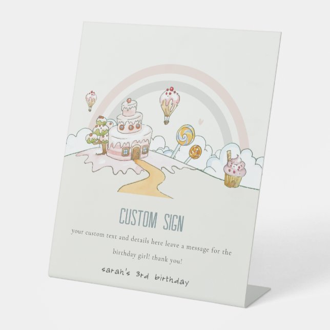 Signe De Table Joli temps sucré Candy Land Anniversaire Personnal (Recto)