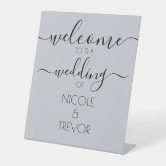 Signe De Table Jolie calligraphie Bienvenue de mariage
