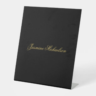 Signe De Table Jolie calligraphie chic nom noir et or