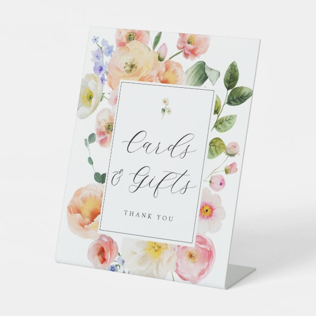 Signe De Table Jolie Pastel Floral Cartes et Cadeaux (Recto)