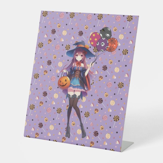 Signe De Table Jolie Sorcière d'Halloween Anime (Recto)