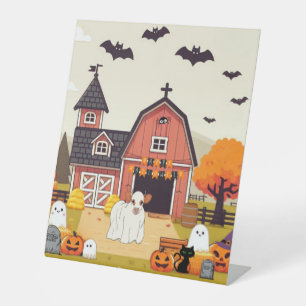 Signe De Table Jolie vache d'Halloween