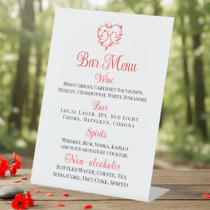 Signe De Table Jolis Inséparables Menu de Bar de Mariage Bohème R
