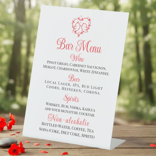 Signe De Table Jolis Inséparables Menu de Bar de Mariage Bohème R (Créateur téléchargé)