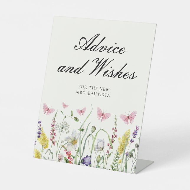 Signe De Table Jolis papillons Conseils Vœux Shower de mariage (Recto)