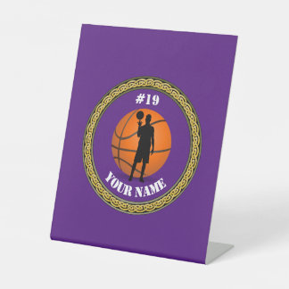 Signe De Table Joueur de basketball Pedestal Sig - Ajouter nom et