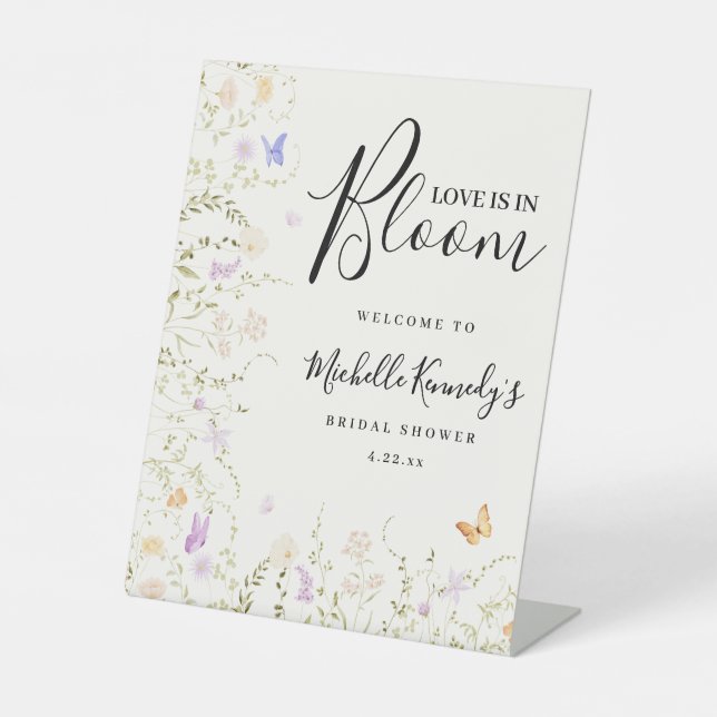 Signe De Table Joyeuse Fête de Fiançailles Fleurs Aquarelle L'Amo (Recto)