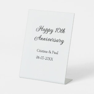 Signe De Table Joyeux 10ème anniversaire de mariage simple nom mi