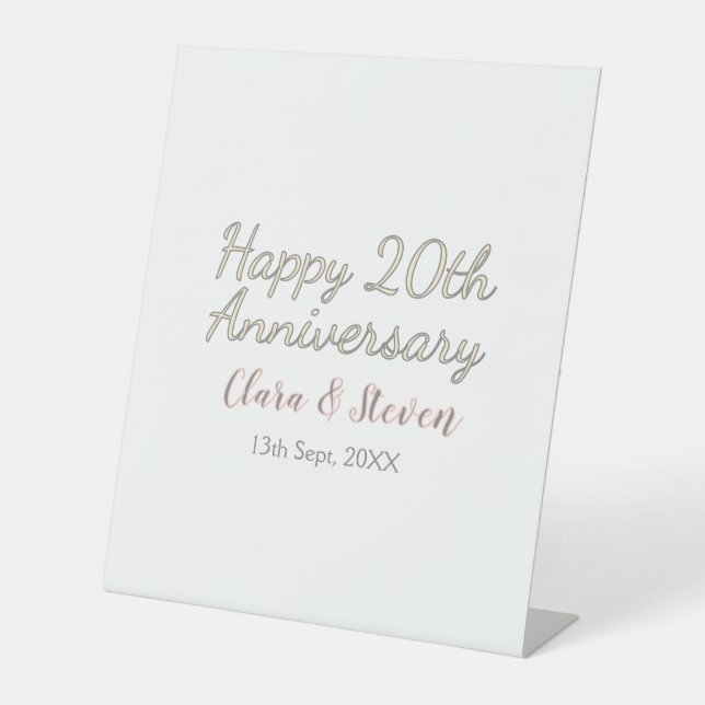 SIGNE DE TABLE JOYEUX 20E ANNIVERSAIRE DE MARIAGE NOM PINK GRAY P (Recto)