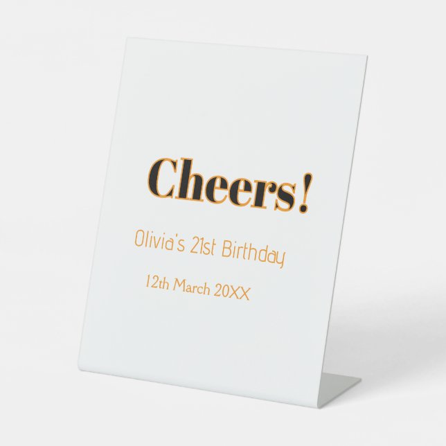 Signe De Table Joyeux 21e anniversaire nom date simple minimal  (Recto)