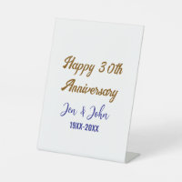 Joyeux 30e anniversaire de mariage royal bleu or s