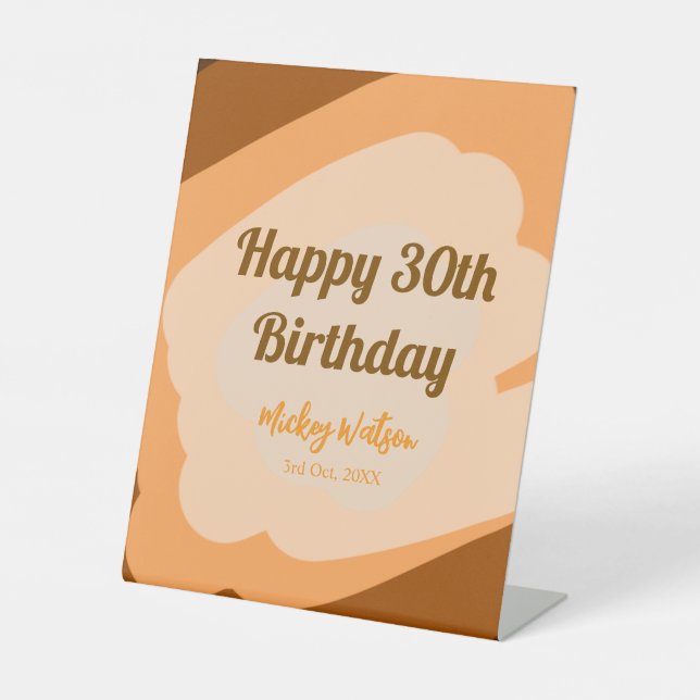 Signe De Table Joyeux 30e anniversaire en bois rustique Halloween (Recto)