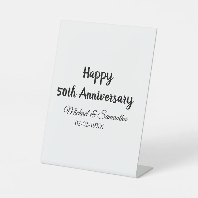 Signe De Table Joyeux 50e anniversaire ajouter nom du couple date (Recto)