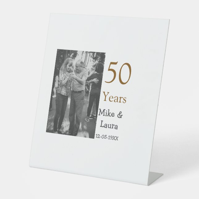 Signe De Table Joyeux 50e anniversaire ajouter nom du couple date (Recto)