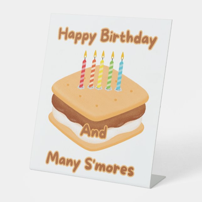 Signe De Table Joyeux Anniversaire Et Beaucoup De S'mores (Recto)