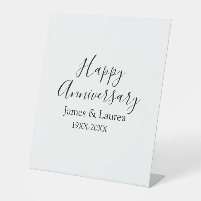 Signe De Table Joyeux anniversaire mariage nom date année simple  (Recto)