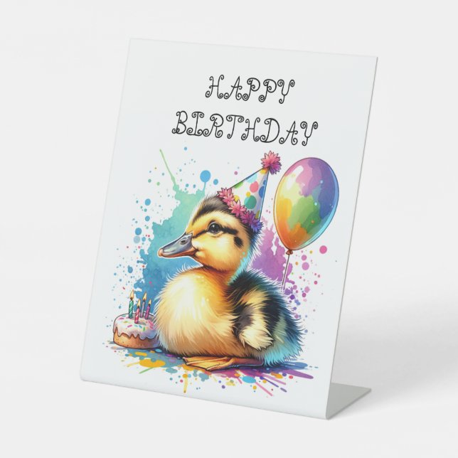 Signe De Table Joyeux anniversaire pancarte de table canard migno (Recto)