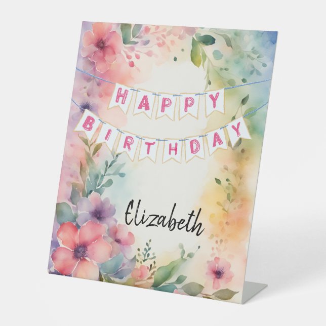 Signe De Table Joyeux Anniversaire Personnalisable (Recto)