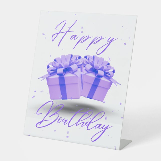 Signe De Table Joyeux Anniversaire Pretty Purple (Recto)