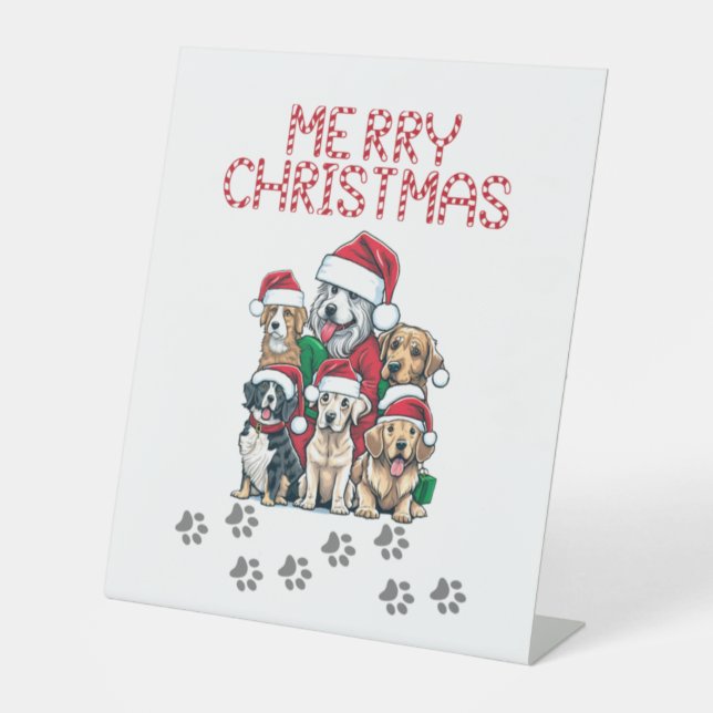 Signe De Table Joyeux chiens de Noël (Recto)