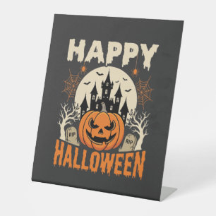 Signe De Table Joyeux Halloween Citrouille de Jack Château Hanté