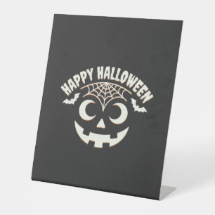 Signe De Table Joyeux Halloween Citrouille Visage Design_1