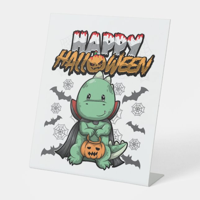 Signe De Table Joyeux Halloween Dragon déguisé (Recto)