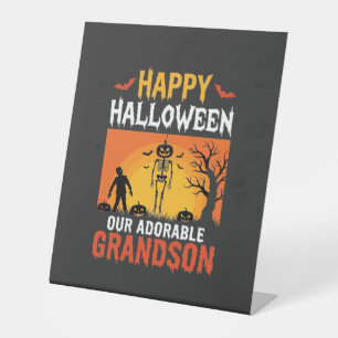 Signe De Table Joyeux Halloween Petit-Fils Squelette Citrouille