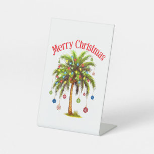 Signe De Table Joyeux Noël Palm Tree Light Hawaiian Tropical
