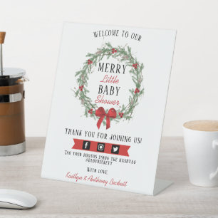 Signe De Table Joyeux petit Baby shower de Noël Bienvenue