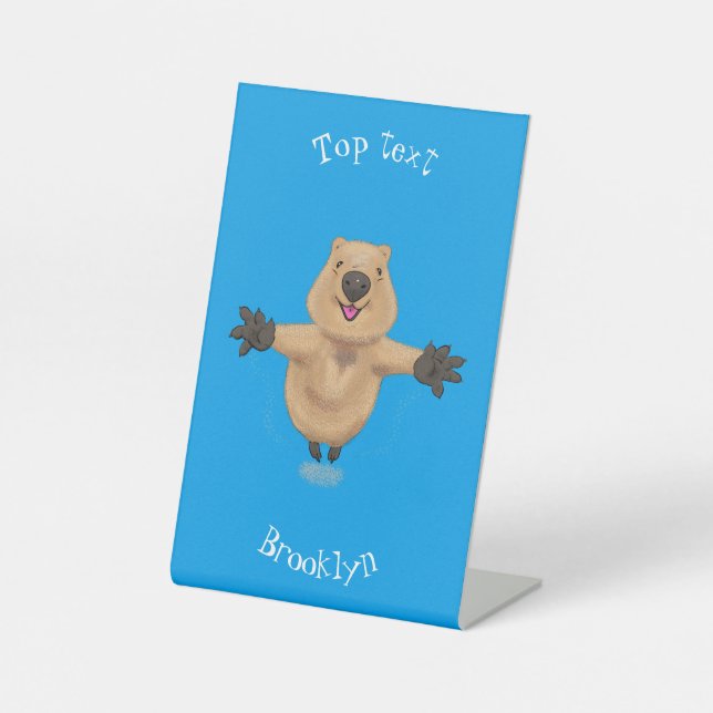 Signe De Table Joyeux sauter quokka dessin animé (Recto)