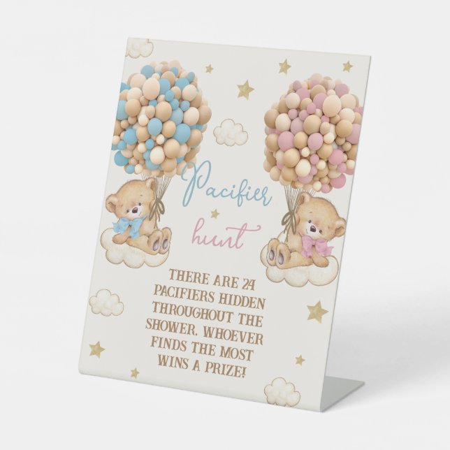 Signe De Table Jumeaux fille baby shower pacifier chasse jeu (Recto)