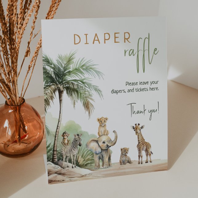 Signe De Table Jungle Safari Animaux Baby shower Déchets Raffle (Créateur téléchargé)