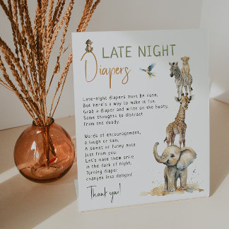 Signe De Table Jungle Safari Animaux Late Night Diapers