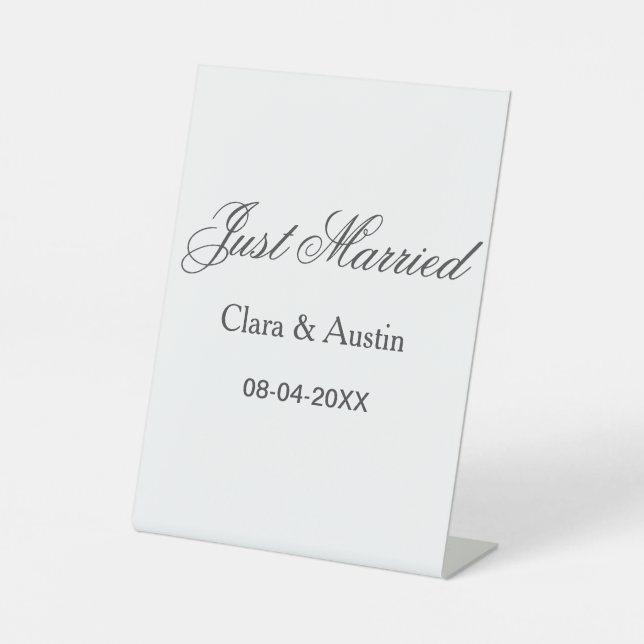Signe De Table Just Married add couple name date year wedding sim (Recto)