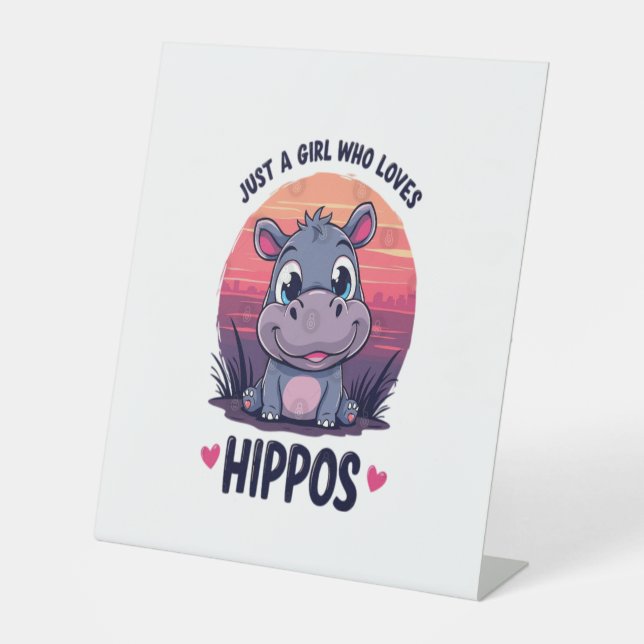 Signe De Table Juste une fille qui aime les hippopotames - Bébé m (Recto)