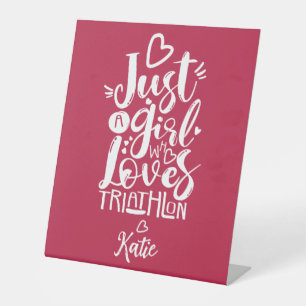 Signe De Table Juste une fille Triathlon Inspirant Rouge et Blanc