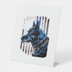 Signe De Table K9 Berger Allemand Police Chien Mince Ligne Bleue