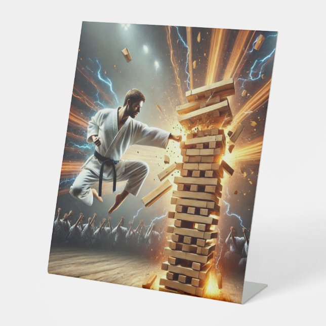 Signe De Table Karateka Breaking Boards - Dynamic Martial Arts Ho (Recto)