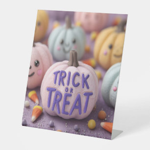 Signe De Table Kawaii Pastel Citrouilles avec un texte de marque 
