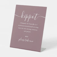 Kippot de mariage juif mauve écriture Yarmulke